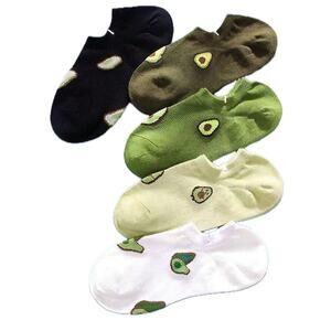 New! 5 Pairs Avocado Socks Low Top No Show Cartoon Cotton Cute Kawaii Light‎
